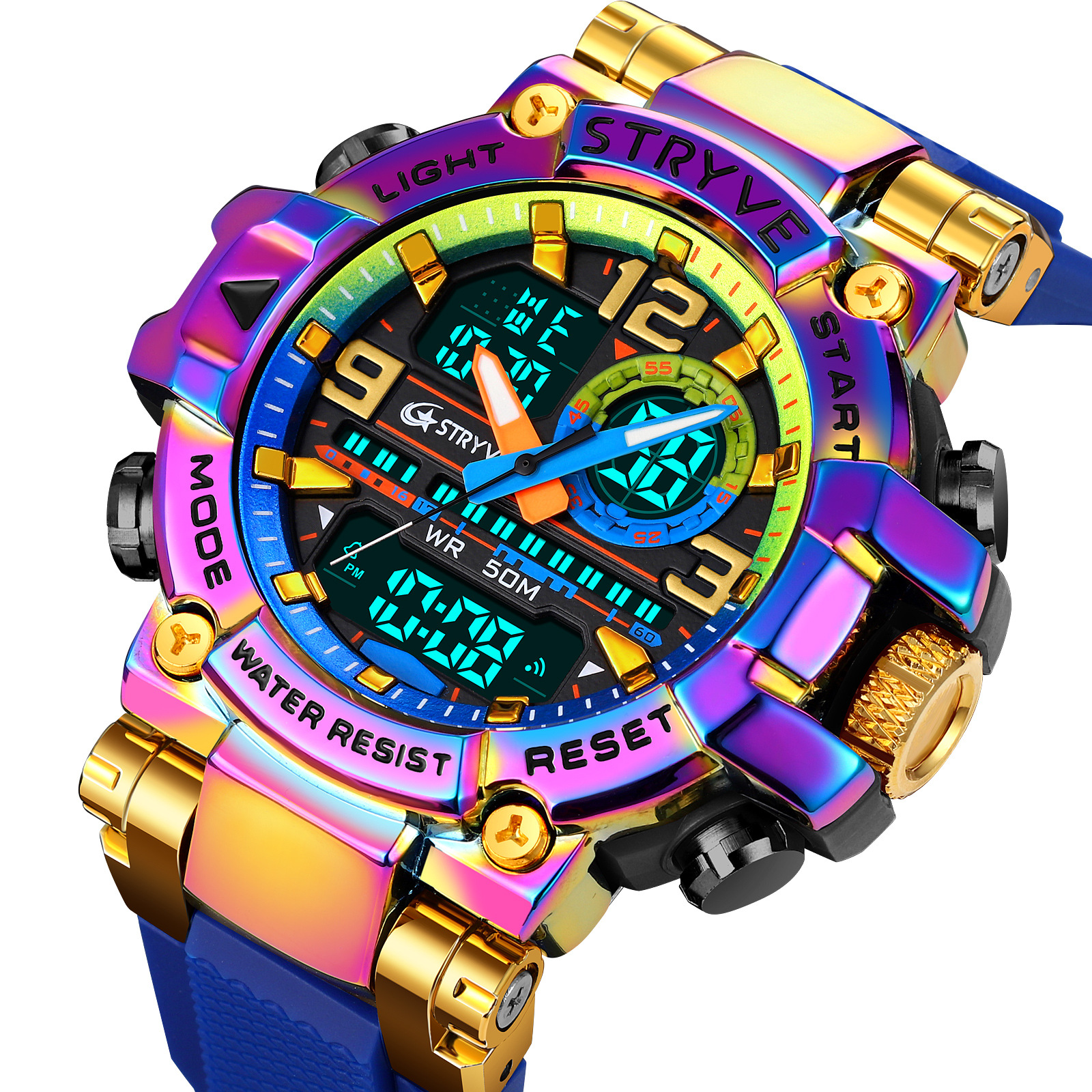STRYVE Hot Selling Sports Colorful Luminous Electronic Waterproof Wristwatch Multi-Function Student Watch 8025_voghion.com