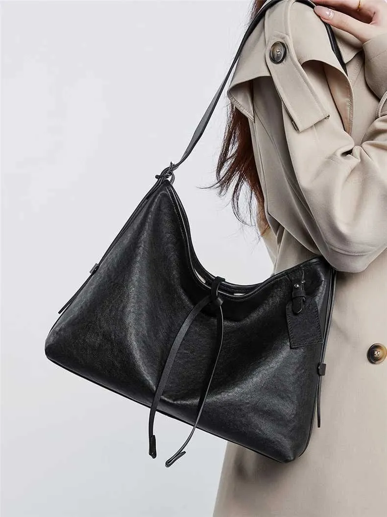 Toptrends Vintage Vera Pelle Grande Sottobraccio Borse a Tracolla per Donna 2024 Designer Semplice Donna Tote Hobo Signore_voghion.com