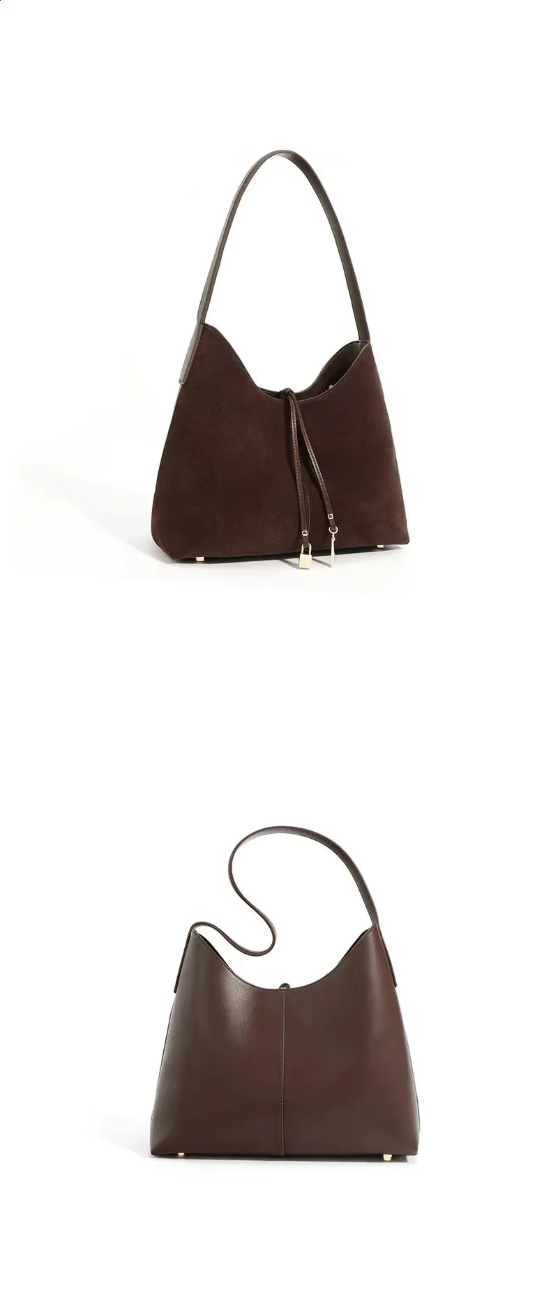 Borsa a tracolla in pelle scamosciata retrò autunno inverno 2024 da donna, di alta qualità, grande capacità, in pelle scamosciata, ascella_voghion.com