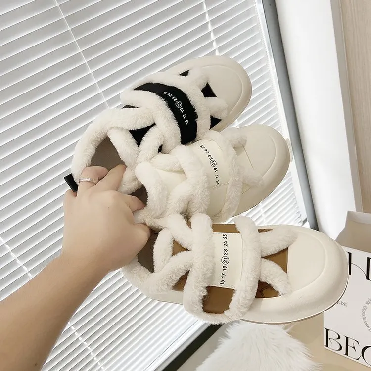 Genuine Leather Thick Cute With Sponge Sole And Plush Ing For Warmth Comfort Fashionable Casual Board Shoes_voghion.com