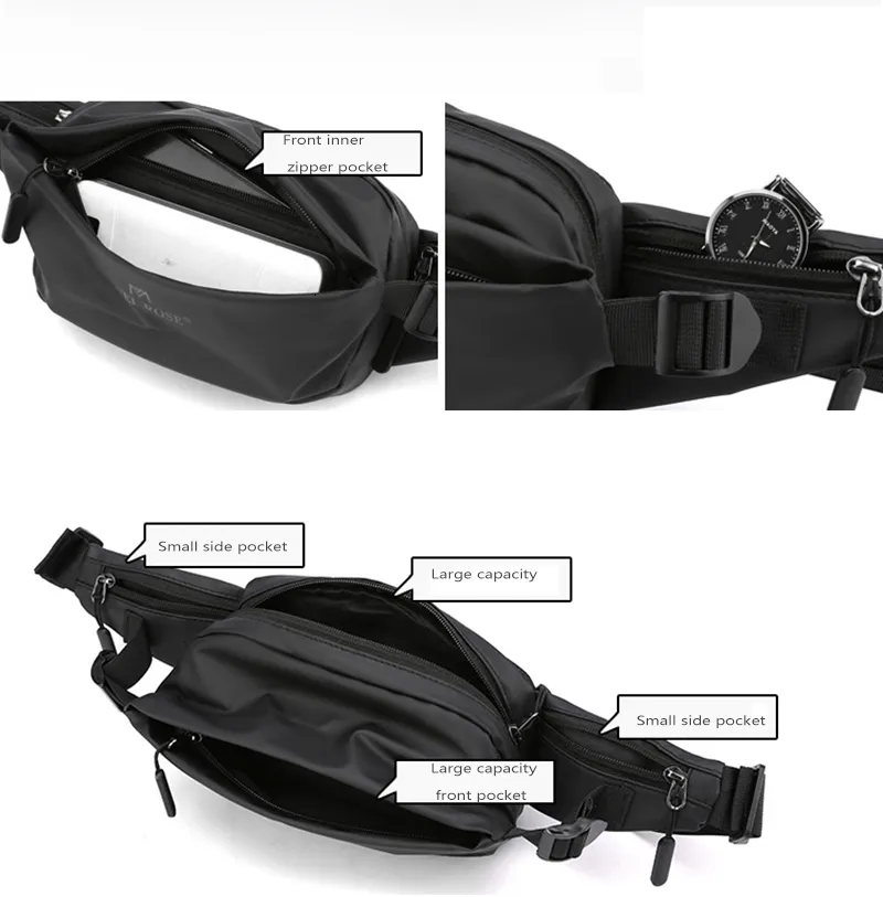 Férfi divatos mellkas kültéri sport övtáska tinédzsereknek vízálló férfi deréktáskák kiváló minőségű fanny Pack 230921_voghion.com