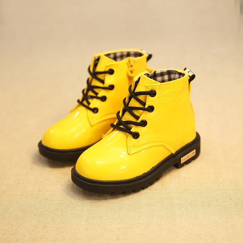 Botas de piel sintética antideslizantes para niño y niña, botines de otoño e invierno, talla 21_voghion.com