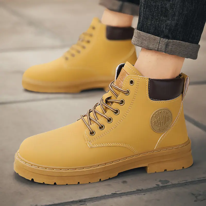 Non-slip Men's Combat Boots Casual Outdoor Platform Shoes_voghion.com