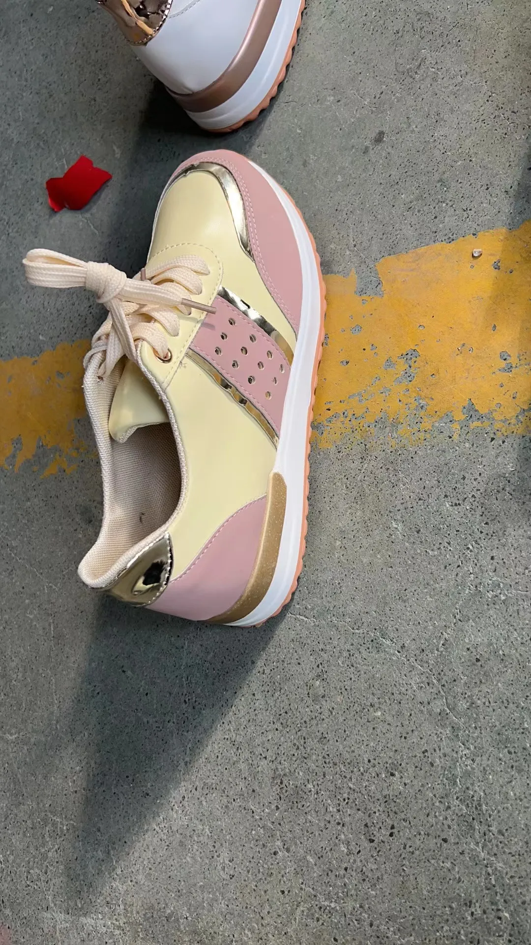 Baskets à plateforme en cuir pour femmes, chaussures de Sport décontractées, Patchwork, course en plein air, vulcanisées, 2023_voghion.com