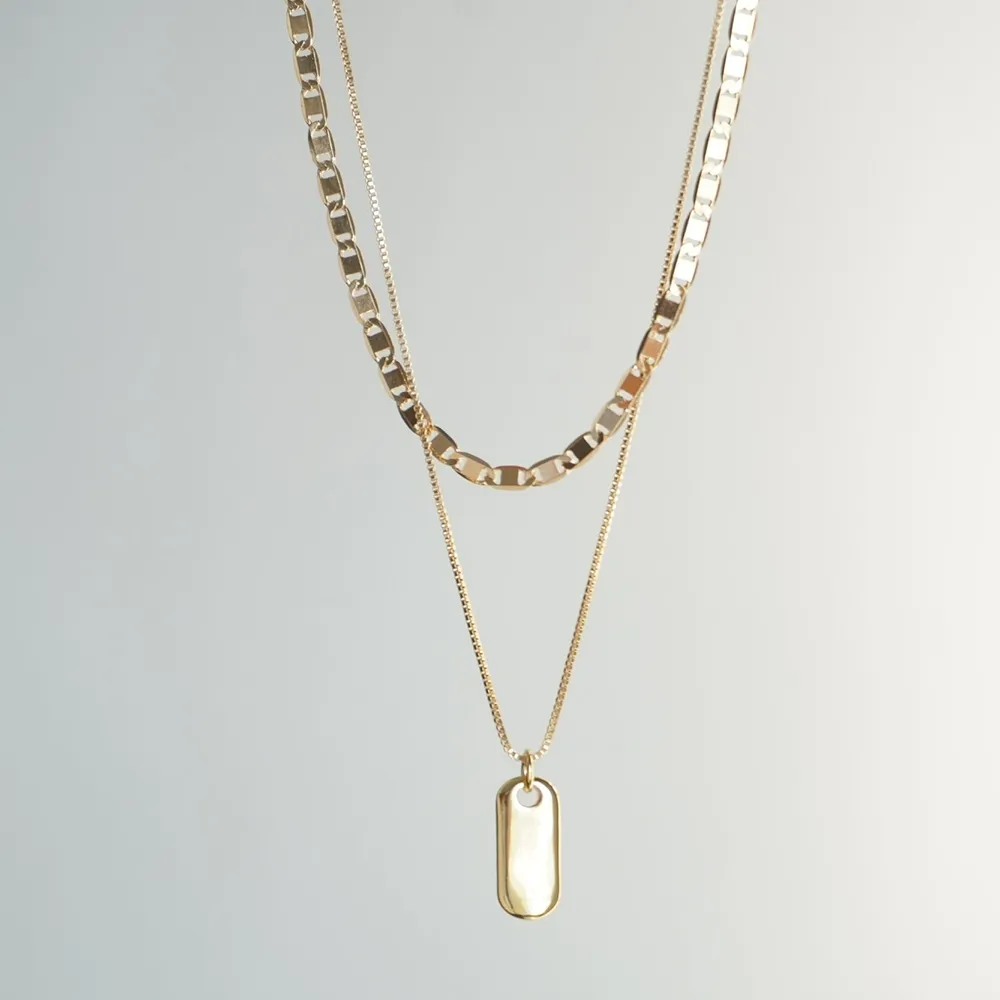 Colliers pendentifs 2023 Collier ovale multicouche en acier inoxydable tendance pour femmes Chaîne géométrique couleur or_voghion.com