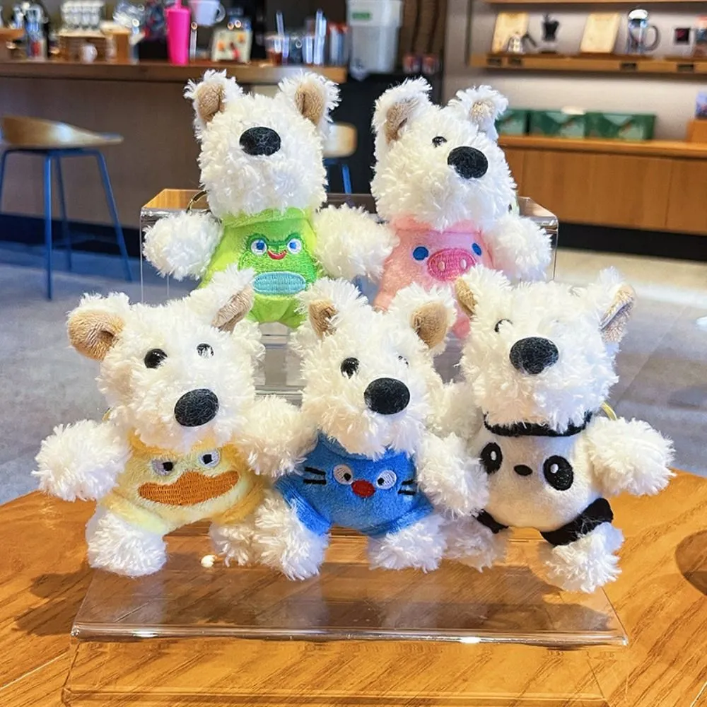 New Cartoon West Highland Dog Keychain Stuffed Dolls Cute Bag Pendant Plush Gift Car Key Ring_voghion.com