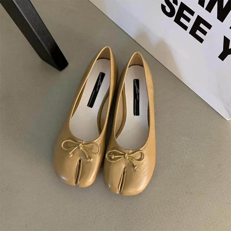 Pantofi sport casual cu vârf despicat, balerini Mary Jane din piele, balerini pentru femei, pantofi 2024, la modă, cu fundă, balerini pentru femei_voghion.com