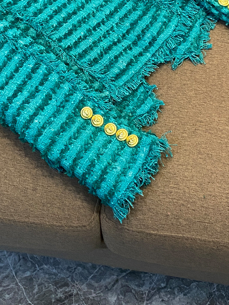 Kvinders mode tweed slim jakkesæt temperament jakkesæt grøn_voghion.com