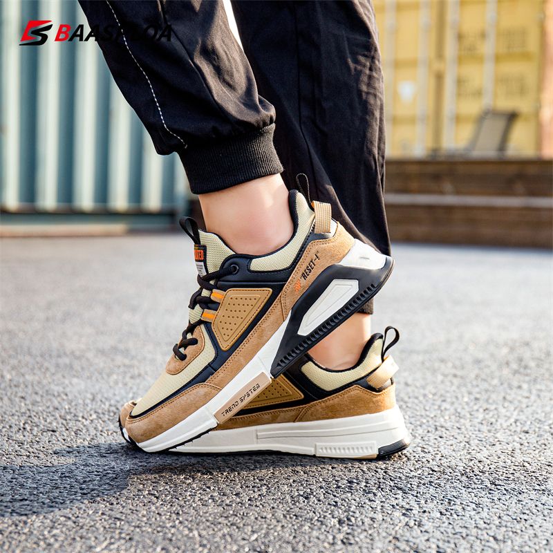 Baasploa Men Sport Leather Casual Fashion Waterproof Lightweight Sneakers Non-slip Walking Shoes Male Sneaker_voghion.com