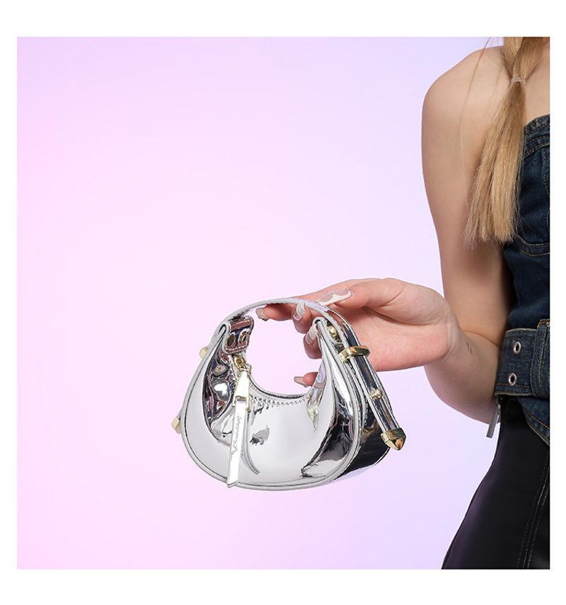 Bonbonfarbene Halbmondtasche mit ausländischer Textur, Damendesign-Tasche 2024, neue personalisierte_voghion.com