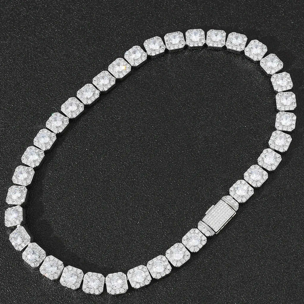 Fashion Jewelry Necklaces Custom Hip Hop 13MM VVS Moissanite Sterling Sier Chain Bling Iced Out Men Diamond Necklace_voghion.com