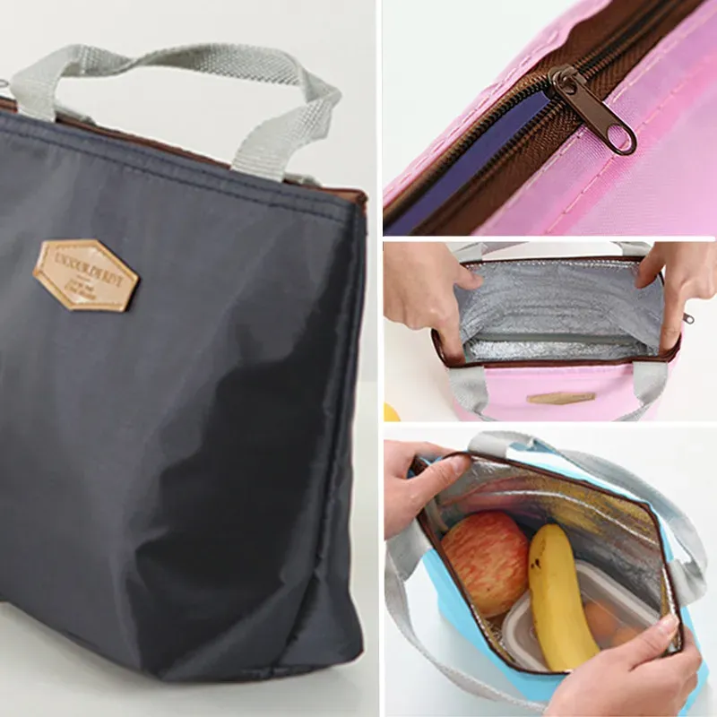 Borsa termica portatile per il pranzo, da campeggio, picnic, Oxford, tinta unita, isolata, refrigerata, per alimenti_voghion.com
