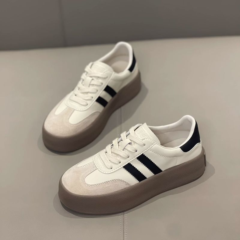 Damenschuhe mit dicker Sohle, deutsches Training, Frühjahr 2024, neue Schuhe aus echtem Leder mit weicher Unterseite, vielseitige, bequeme weiße Freizeitschuhe_voghion.com