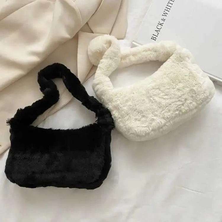 2024 Spring and Summer New Korean fashion stuffed Furry Bag Womens Shoulder Crossbody Underarm Ba241216_voghion.com