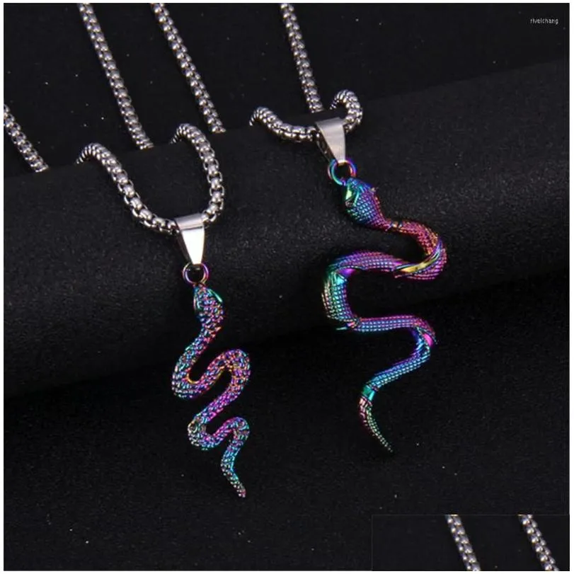 Snake Pendant Necklace Vintage Multicolour Python Jewellery_voghion.com