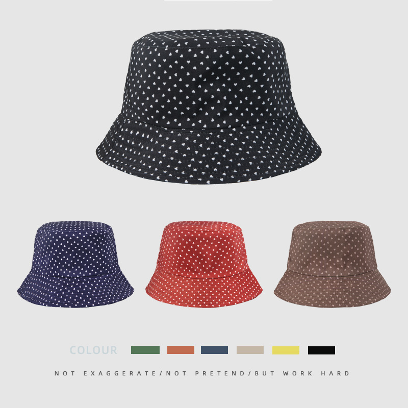 Summer travel sunscreen printed bucket hat simple versatile wide-brimmed bucket hat age-reducing sun hat_voghion.com