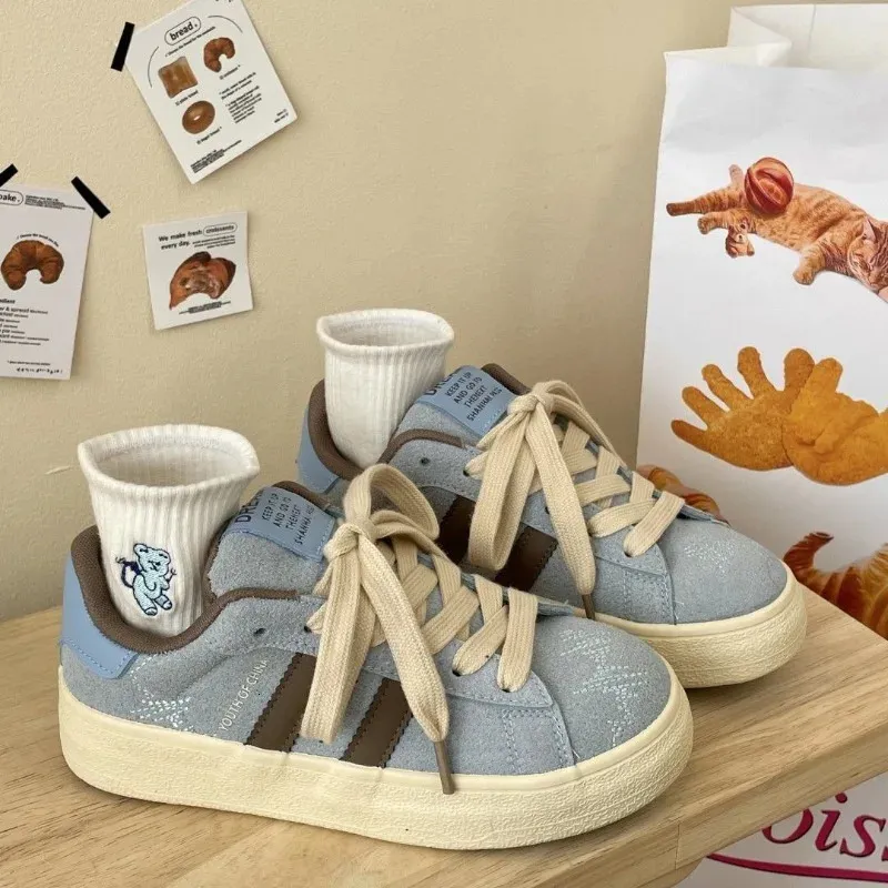 Spring/Autumn Casual Shoes Trainers Walking Skateboard Lace-up Femmes Retro Fashion Sneakers Denim High Gang Canvas_voghion.com