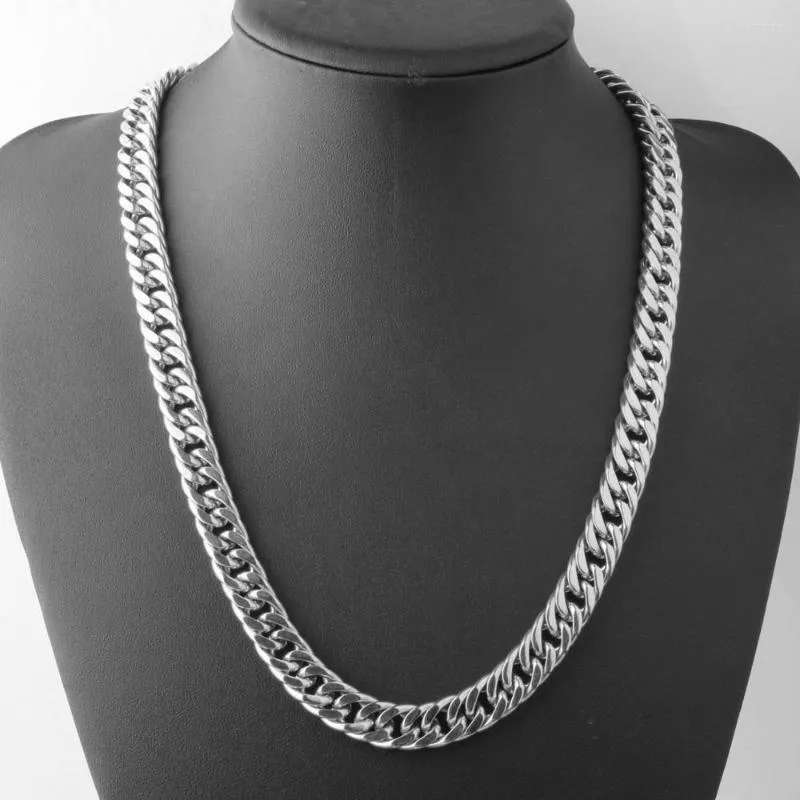 Chains 7-40inch 12mm Arrive Sier Color Stainless Steel Double Cuban Curb Link Chain Mens Necklace Or Bracelet Daily Wear_voghion.com