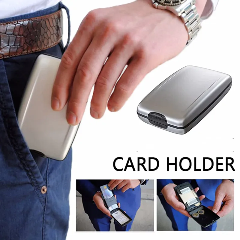 Card Unisex Protection Holder Business-Card New Metal Credit Blocking 1PC Anti-Scan Hard Case Wallet Solid Color_voghion.com