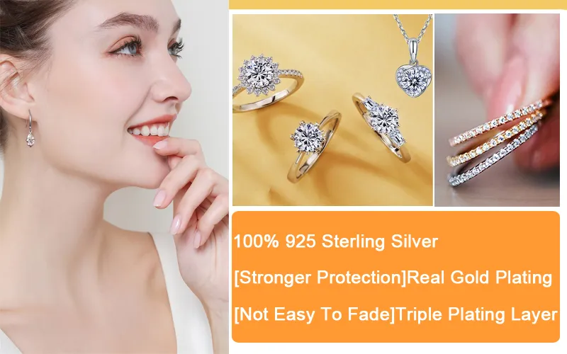 Orecchini a bottone RINNTIN SME S in argento sterling placcato oro bianco con diamanti taglio brillante da 0,5 a 1,0 carati, colore D EF, per donna_voghion.com