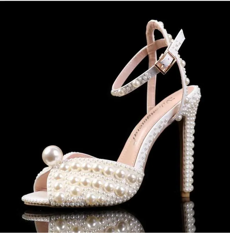 Dress 2023 Sandals Fashion Quality Wedding Shoes Womens New Pearl Studs Open Toe High Heels H240621 16_voghion.com