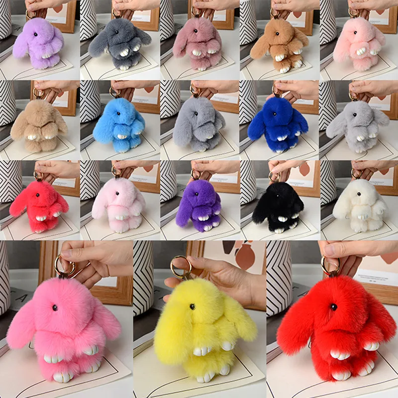 15cm Rabbit Fur Keychain Women Bag Car Key Chain Pendant Decoration Jewelry Bags Hangings Accessories Gifts_voghion.com