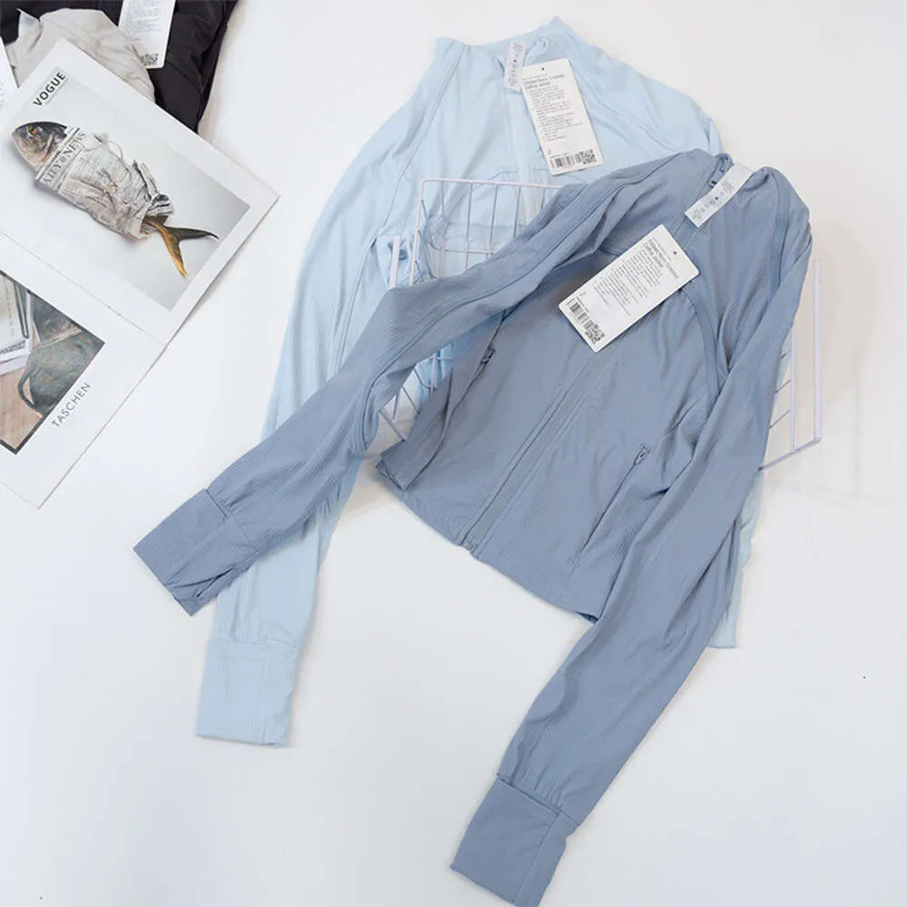 Yoga Cropped Define Coat Long Sleeve Shirt Rib Short Womens Tight Thin Jacket Breathable Cardigan Sportswear Summer_voghion.com