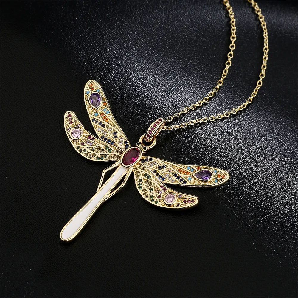 Colliers pendentifs ACHETER 2023 CZ Zircon Pave Setting Grande taille Dragoy pour femmes Collier chaîne en cuivre doré Cadeau_voghion.com