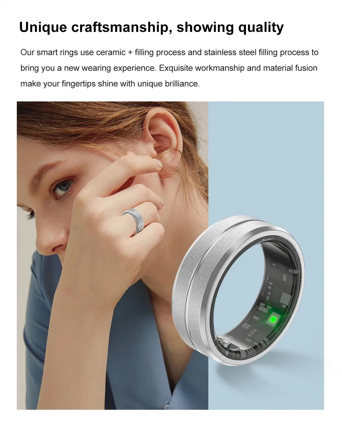 Smart Bracelet Heart Rate Monitoring Waterproof Blood Oxygen Sleep Sport Health Tracker Finger Digital Ring 240730_voghion.com