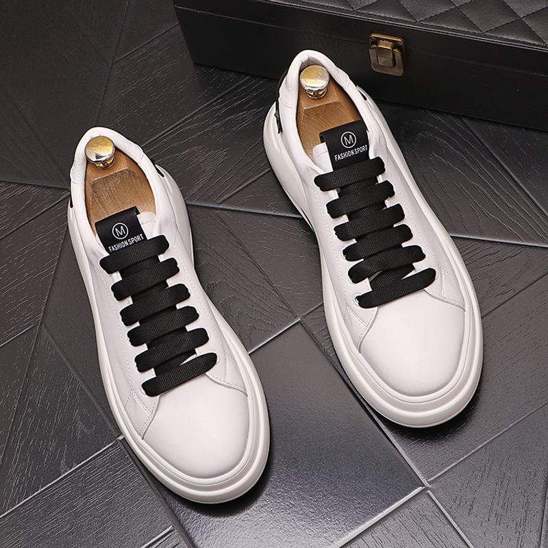 Atmungsaktive weiße lässige koreanische Ausgabe trendige Schnürschuhe Sommer neue hohe Herrensportschuhe_voghion.com