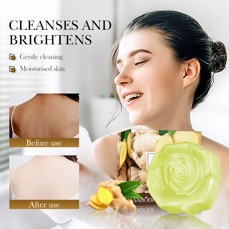 Sadoer Fresh Ginger Essential Oil Handmade Body Cleansing Soap Bar_voghion.com