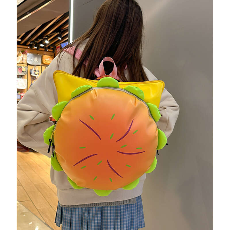 Cartoon Neue Campus Studenten Gleichen Käse Niedlichen Große Kapazität Burger Ersatz Rucksäcke_voghion.com