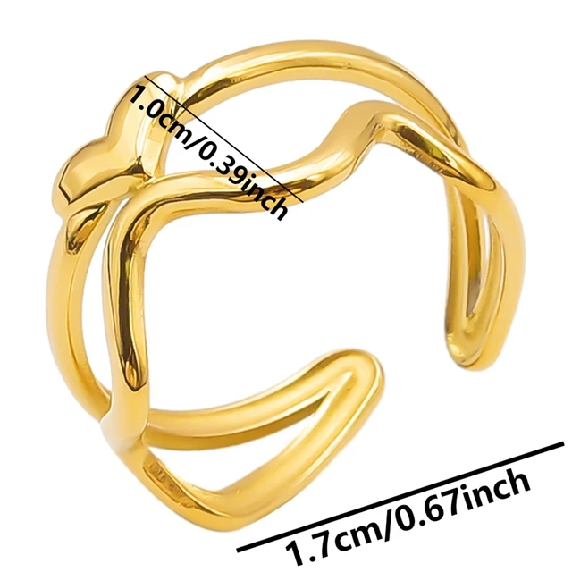 Mode dubbellaagse Y2k-meisjeshartring van roestvrij staal voor damesaccessoires in regenboog-/goud-/zilverkleurige vingerringen_voghion.com