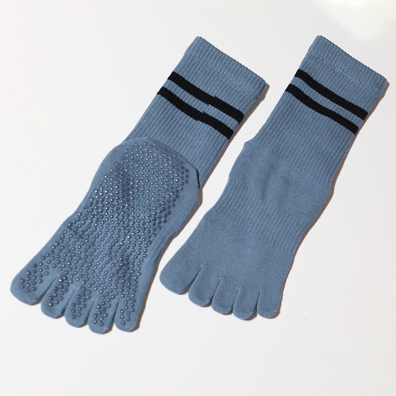 Chaussettes de yoga unisexes pour femmes, chaussettes professionnelles antidérapantes pour orteils, chaussettes d'intérieur Pilates à cinq doigts_voghion.com