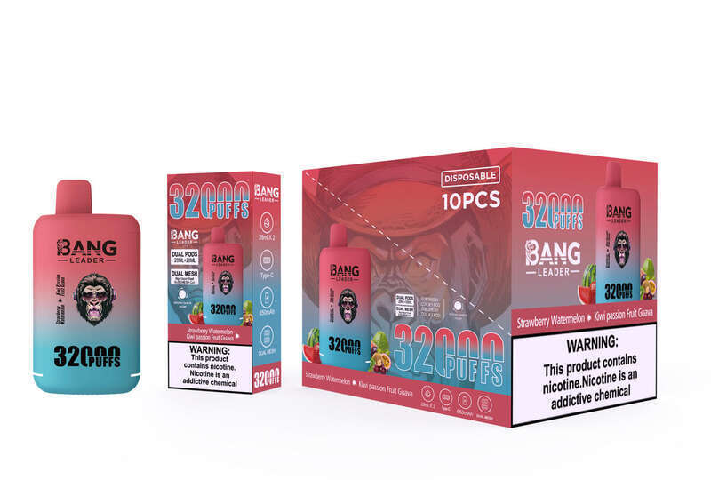 3 SZT. 5 SZT. 10 SZT. 32KPuffs Bang LEADER Podwójny Smak Jednorazowe Urządzenie Vape 28 * 2ML Wstępnie Napełnione 650 MAH Typ-C Vapes_voghion.com