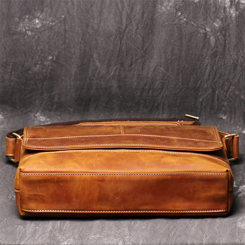 Neue Retro-Umhängetasche Leder für Herren, Umhängetasche aus Crazy Horse-Leder, große A4-Aktentasche, modisch, neutral_voghion.com