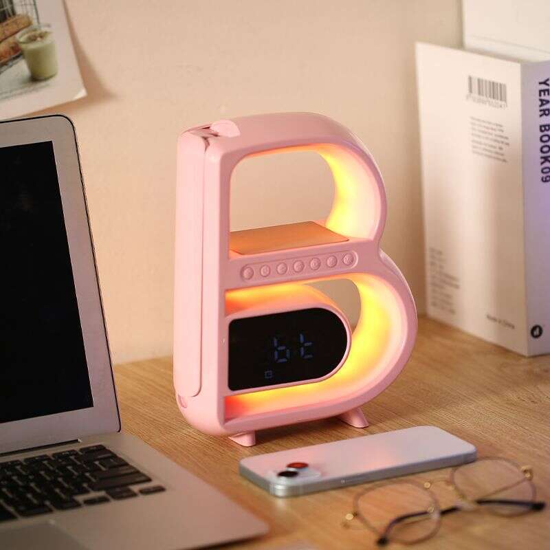Difuzor Bluetooth inteligent multifuncțional pentru dormitor, lumină de noapte, lampă de masă cu încărcare wireless, ceas, sunet_voghion.com
