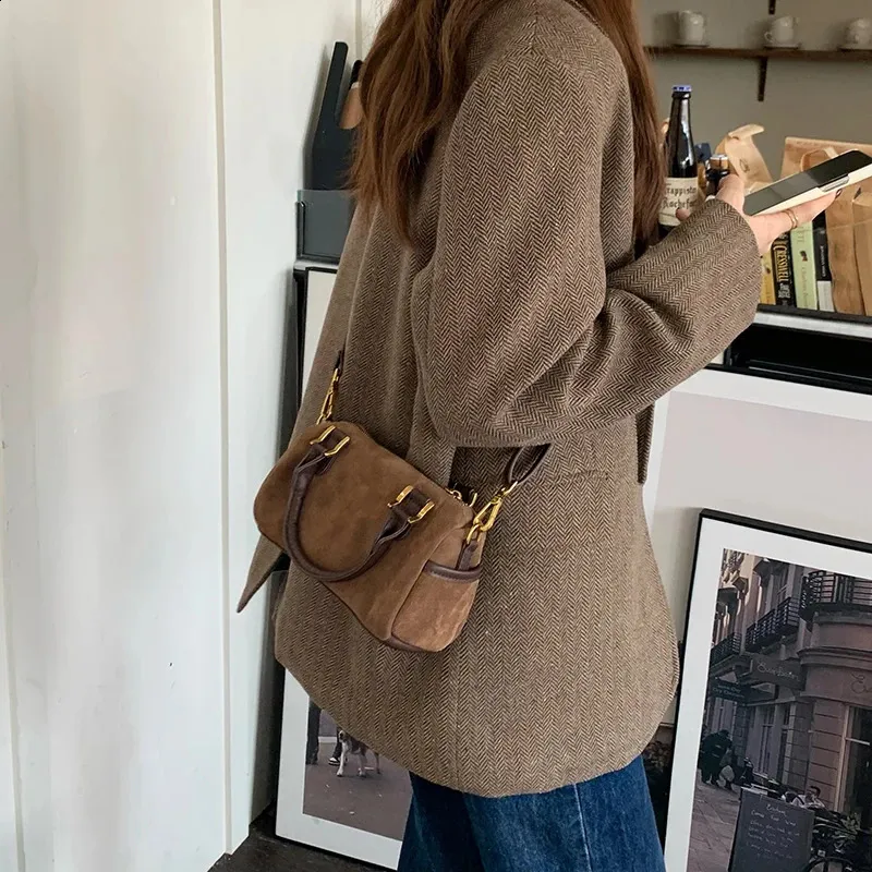 Vintage suède handtas voor dames herfst winter schoudertas elegant_voghion.com
