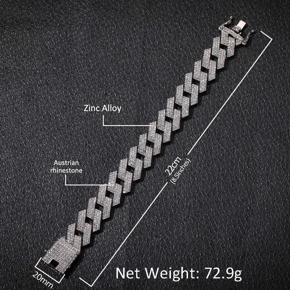 Bracelet cuban link iced out pour homme avec strass en strass_voghion.com