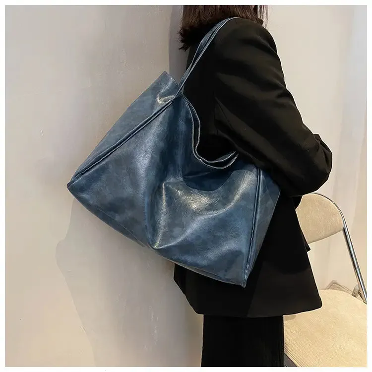 Geantă de umăr din piele pentru femei, model vintage roșu, sport, casual, la modă, capacitate mare, Shopper, Haruku, simplă, geantă de mână_voghion.com
