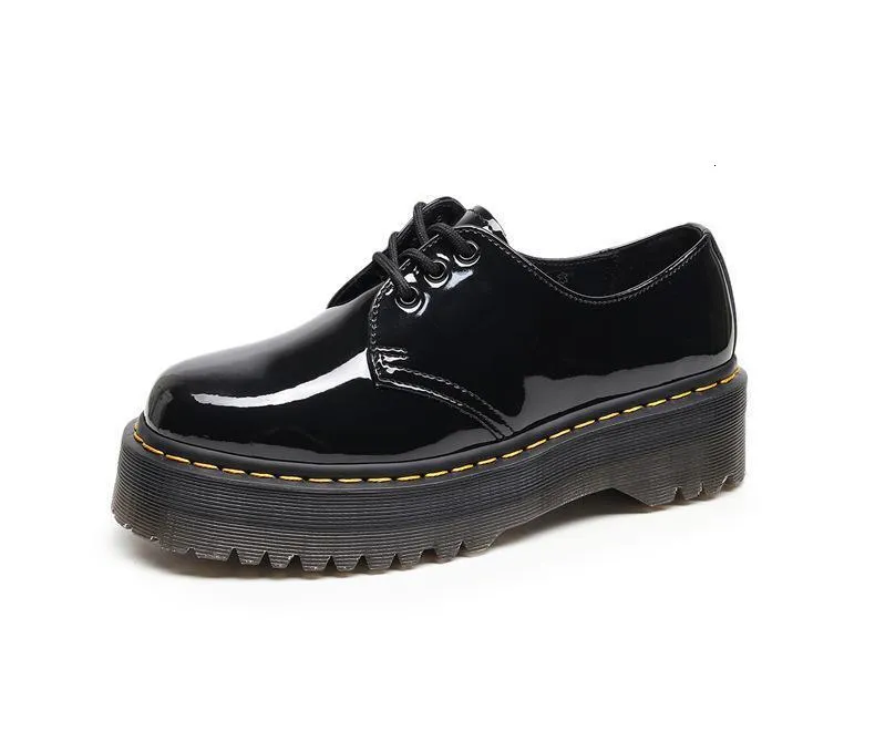 Avedon 1461 scarpe basse spesse in pelle a 3 fori per donna, basse, in vera pelle, punta tonda inglese, casual, studentesse_voghion.com