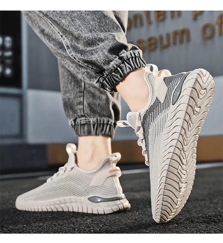 2024 Breathable Men Running Soft Sole Comfortable Athletic Flying Weave Thin Hundred Tide Shoes New Casual Sports grey_voghion.com