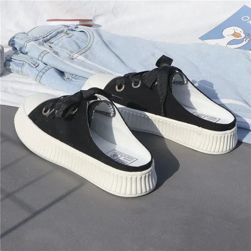 Sneakers estive da donna, pantofole e sandali da donna, ciabatte sportive con fiocco, scarpe alte, punta tonda, cotone, junior, bianco F_voghion.com