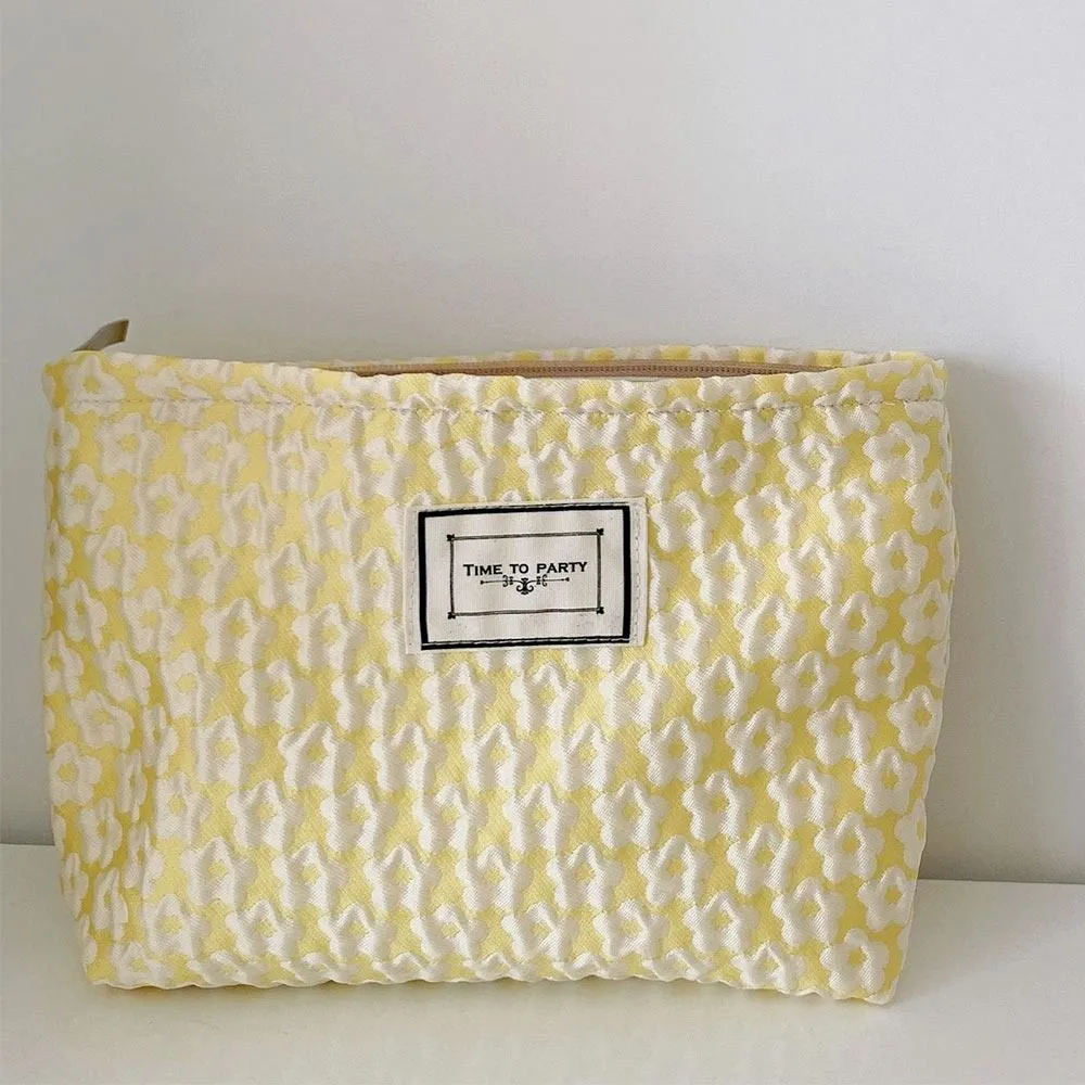 Trousse de toilette en jacquard floral, simple et tendance, grande capacité, idéale pour les voyages, les soins de la peau, les produits de toilette et le maquillage_voghion.com