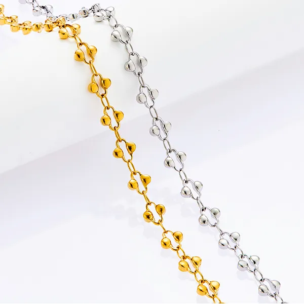 Chaînes Collier à maillons en acier inoxydable fait à la main pour femmes et filles, en forme de fleur, pour fête, cadeaux, bijoux, accessoires_voghion.com