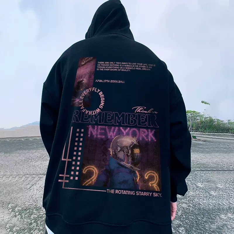 Americký oversized kardigan, mikina s kapucí, Instagram, trendy pánské oblečení s oversized kapucí, podzimní a zimní šedá_voghion.com