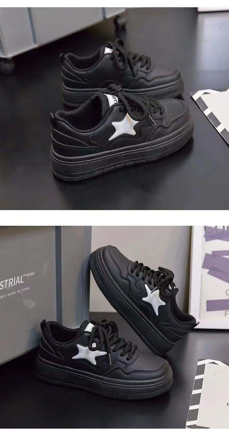 Academy Style Round Head Sponge Cake Thick Sole Casual Small White Fashionable And Comfortable High Height Board Shoes_voghion.com