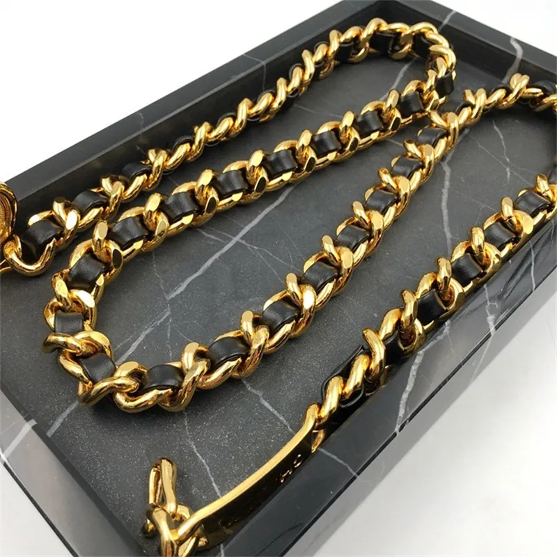 Designer Vintage Belts Gold Red Leather Rope Chain for Women Letter Dress Waistband Copper Adjustable Lady High Quality_voghion.com