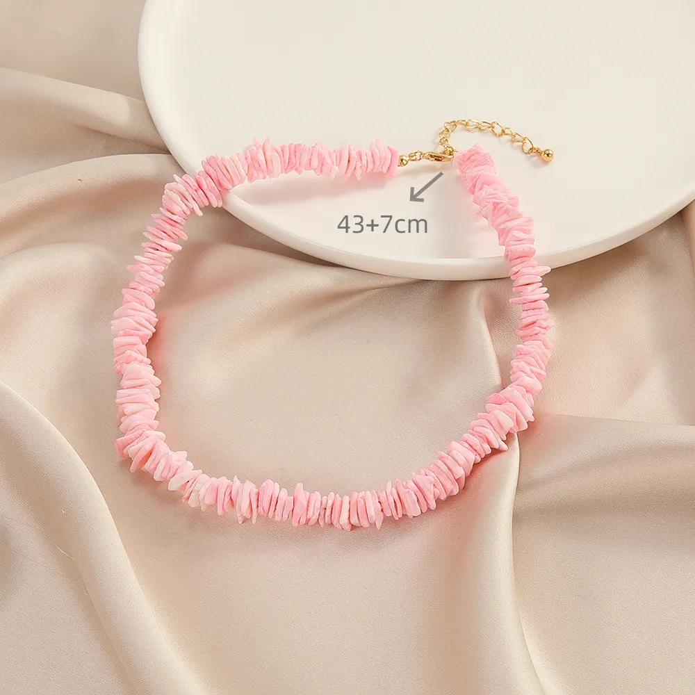 Colar choker de conchas coloridas para mulher pingente irregular_voghion.com