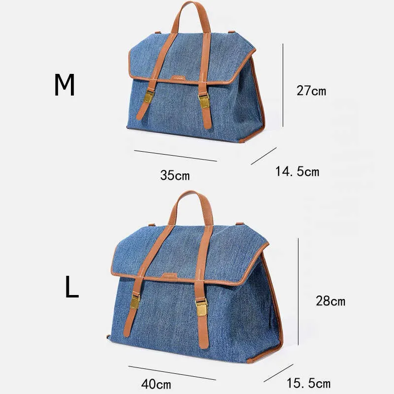Large Denim Commuting Handbag Backpack Crossbody Bag For Women_voghion.com